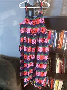 Hanna Andersson Navy Sundress with Pink and Red Strawberry Print